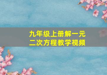 九年级上册解一元二次方程教学视频