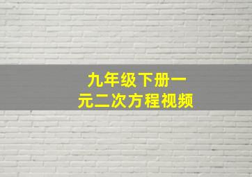 九年级下册一元二次方程视频