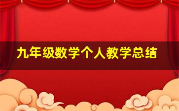 九年级数学个人教学总结