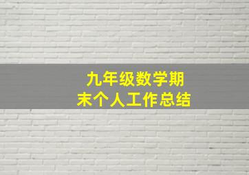 九年级数学期末个人工作总结