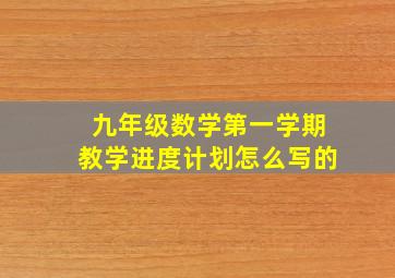 九年级数学第一学期教学进度计划怎么写的