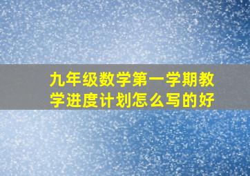 九年级数学第一学期教学进度计划怎么写的好