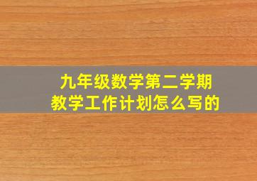 九年级数学第二学期教学工作计划怎么写的