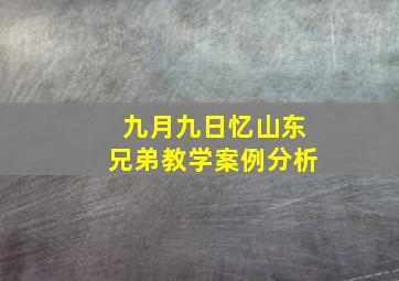 九月九日忆山东兄弟教学案例分析