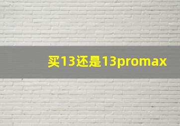 买13还是13promax