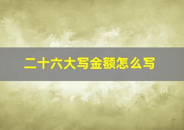 二十六大写金额怎么写