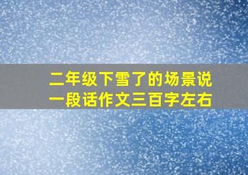 二年级下雪了的场景说一段话作文三百字左右