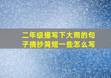 二年级描写下大雨的句子摘抄简短一些怎么写