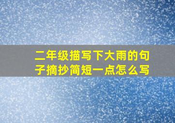 二年级描写下大雨的句子摘抄简短一点怎么写