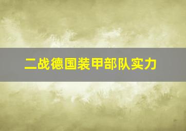 二战德国装甲部队实力