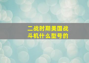 二战时期美国战斗机什么型号的