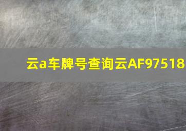 云a车牌号查询云AF97518