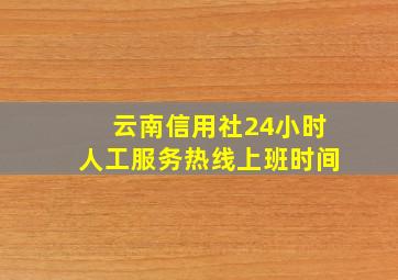 云南信用社24小时人工服务热线上班时间