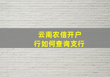 云南农信开户行如何查询支行