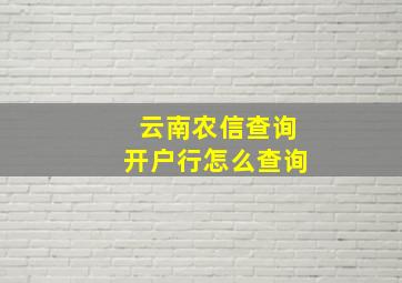 云南农信查询开户行怎么查询