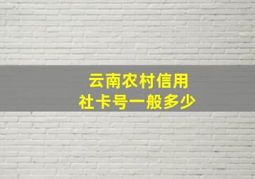 云南农村信用社卡号一般多少