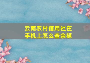 云南农村信用社在手机上怎么查余额