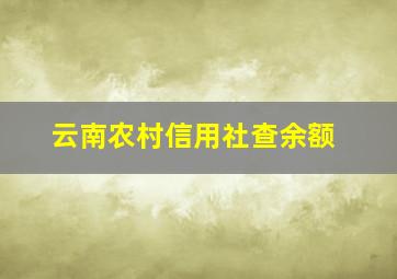 云南农村信用社查余额