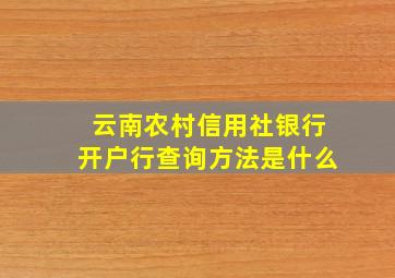 云南农村信用社银行开户行查询方法是什么