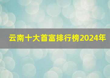 云南十大首富排行榜2024年