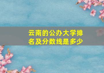 云南的公办大学排名及分数线是多少