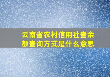 云南省农村信用社查余额查询方式是什么意思