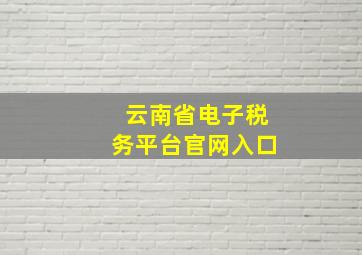 云南省电子税务平台官网入口