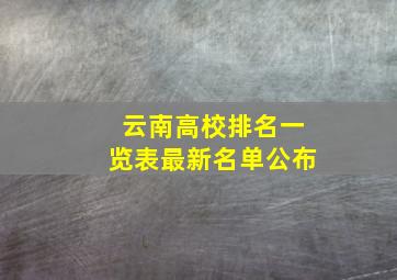 云南高校排名一览表最新名单公布