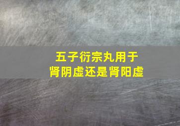 五子衍宗丸用于肾阴虚还是肾阳虚