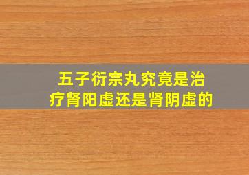 五子衍宗丸究竟是治疗肾阳虚还是肾阴虚的