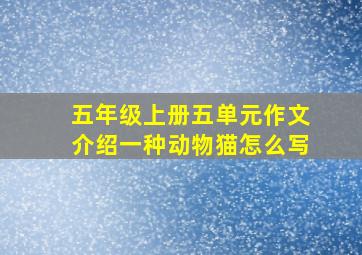 五年级上册五单元作文介绍一种动物猫怎么写