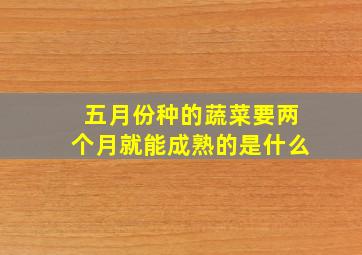 五月份种的蔬菜要两个月就能成熟的是什么