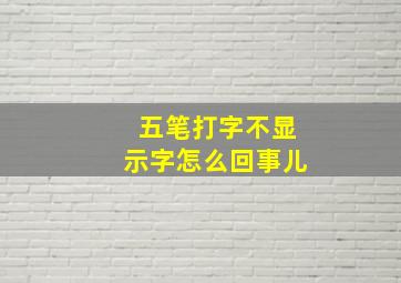 五笔打字不显示字怎么回事儿