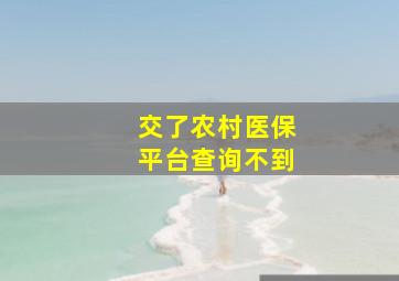 交了农村医保平台查询不到