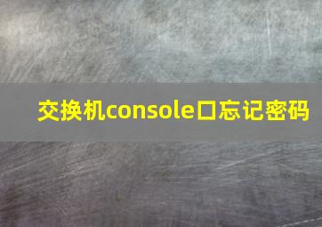 交换机console口忘记密码