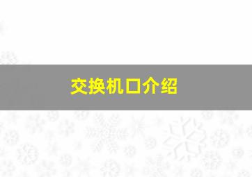 交换机口介绍