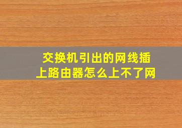 交换机引出的网线插上路由器怎么上不了网