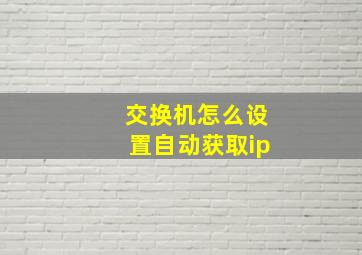 交换机怎么设置自动获取ip