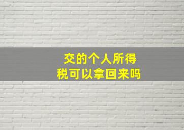 交的个人所得税可以拿回来吗