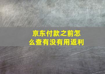 京东付款之前怎么查有没有用返利