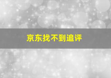 京东找不到追评