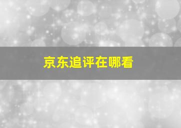 京东追评在哪看