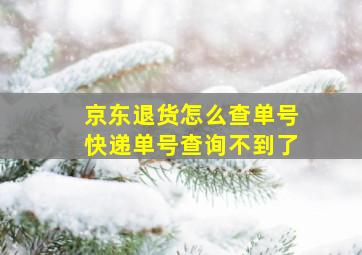 京东退货怎么查单号快递单号查询不到了