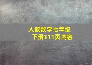 人教数学七年级下册111页内容