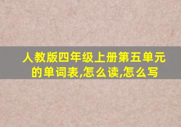 人教版四年级上册第五单元的单词表,怎么读,怎么写