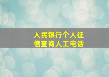 人民银行个人征信查询人工电话