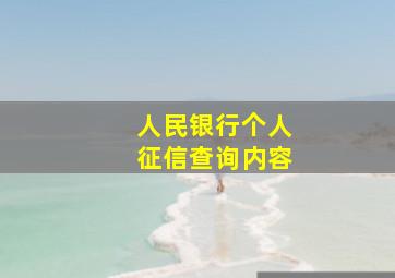 人民银行个人征信查询内容