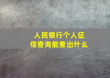 人民银行个人征信查询能查出什么