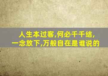 人生本过客,何必千千结,一念放下,万般自在是谁说的