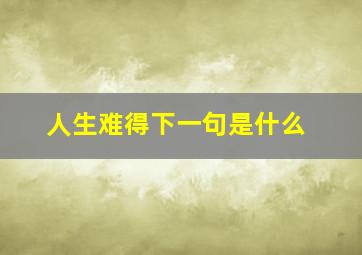 人生难得下一句是什么